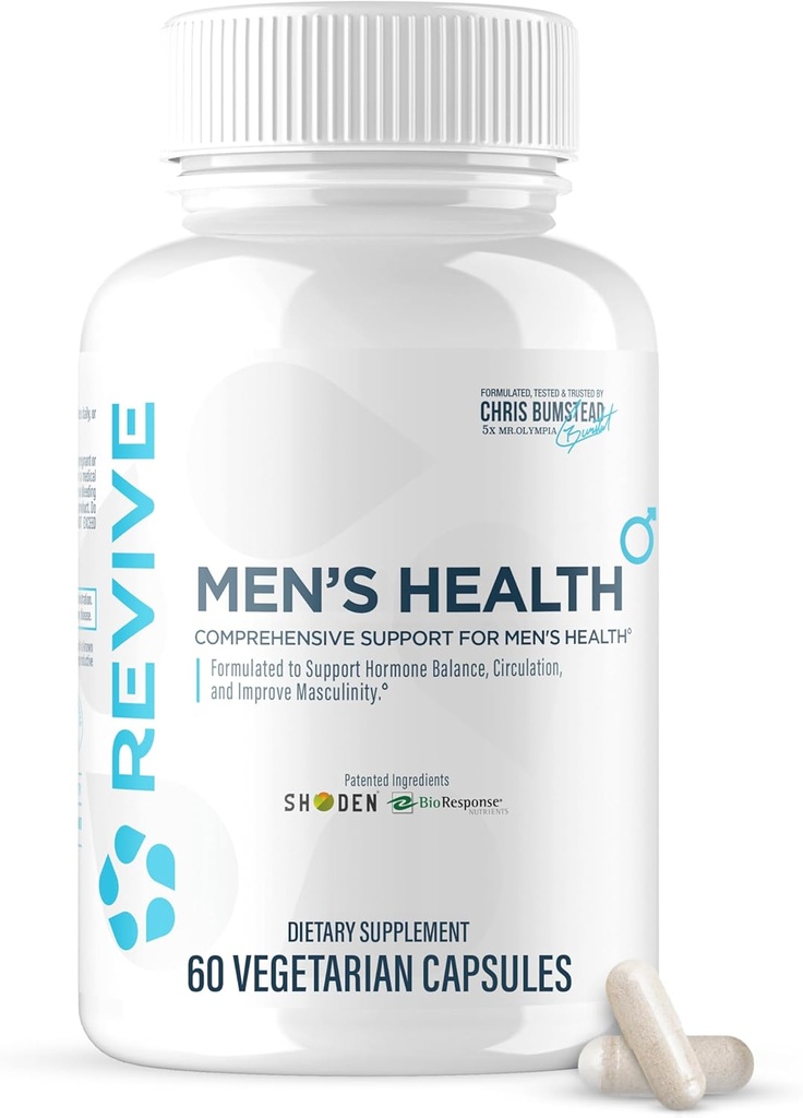Revive MD DIM Supplement for menn – Støtter hormonbalanse, mannlig seksuell og prostata helse – sunn testosteron og estrogen nivåer med Ashwagandha & grønn te (60 vegetariske kapsler, 30 serveringer)