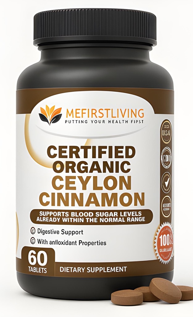Jeg først levende Ceylon kanel 1000mg, 100% sertifisert organisk ceylon kanel, ikke-GMO, sann kanel, metabolisme støtte, antioksidant - 60 tabletter