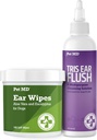 Kjæledyr MD Dog Ear Rengjøring Tørker med Aloe og Eucalyptus + Veterinary Tris Flush Cat & Hund Øre