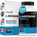 Forny Actives L-Arginine Supplement 1000MG for servering - styrke og utholdenhet, essensielt for proteinsyntese & muskelfunksjon, fysisk ytelse Booster - laget i Canada - 120 tabletter