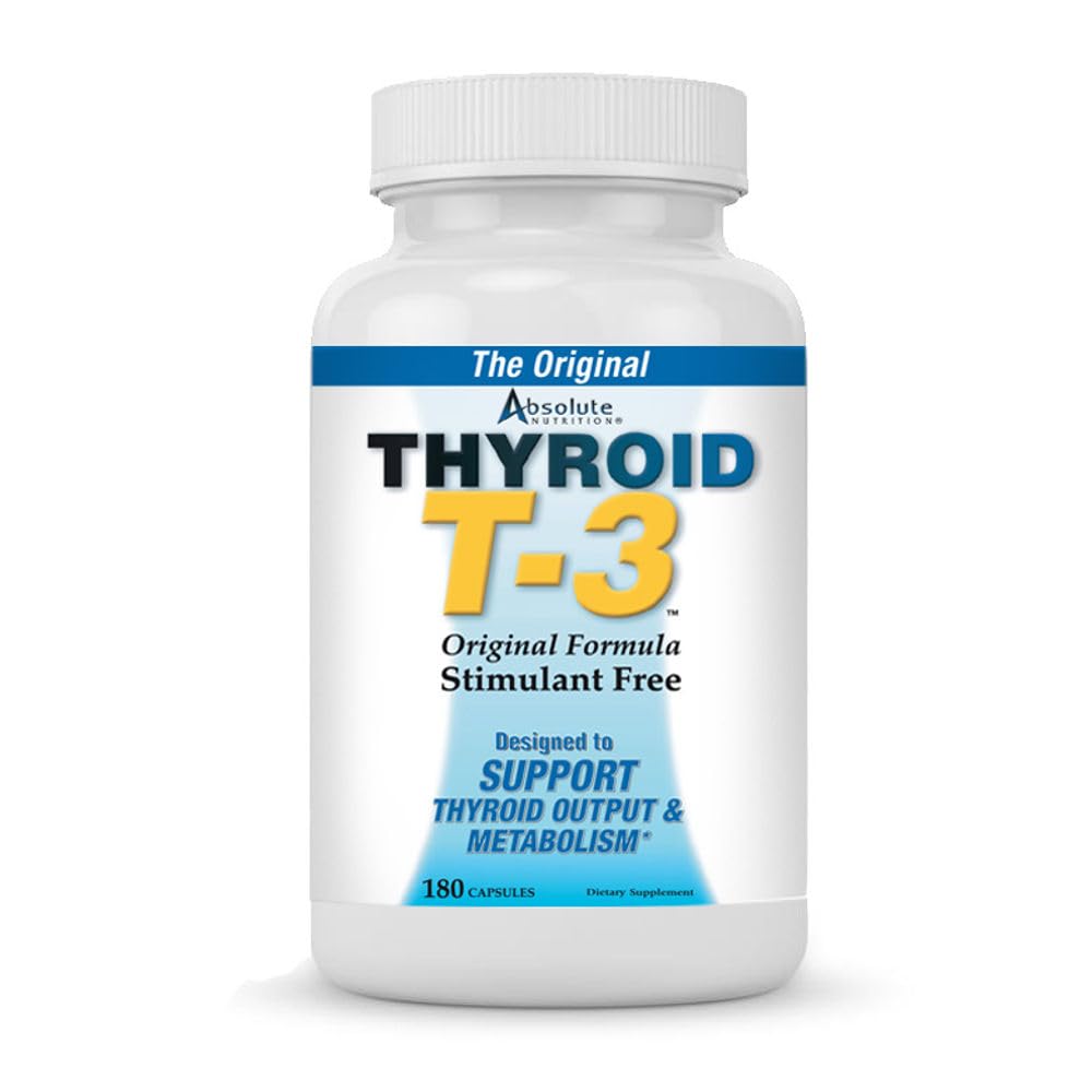 Absolutt Ernæring T-3 Radikal Metabolic Booster, Energi & Fokus Uslavored Thyroid Support Formula Kapsler, Naturlig Metabolisme Booster, Støtte Sunn Thyroid funksjon, 180 Kapsler