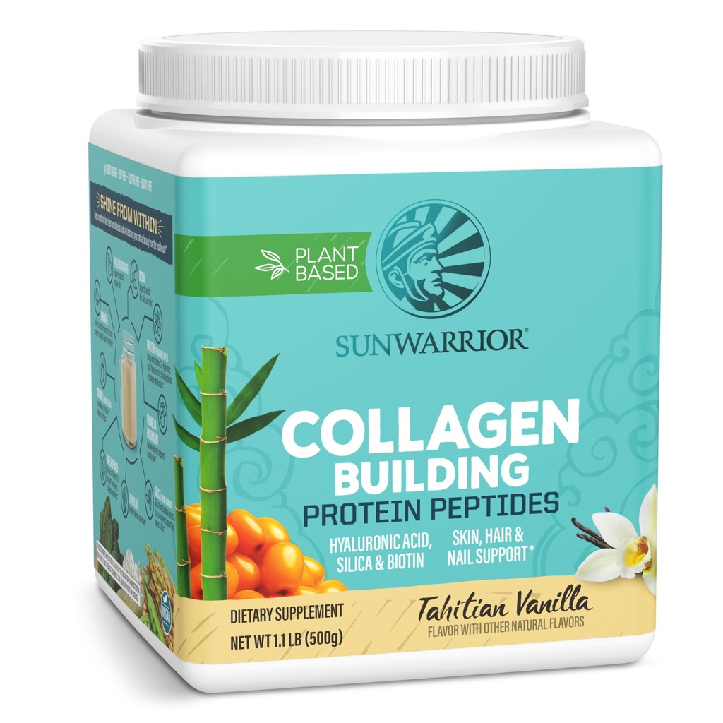 Vegan Collagen Protein pulver Plantebasert | Hyaluronsyre Mineraler Biotin soya gratis Dairy Free Glutenfri NON-GMO | Vanilla 20 serveringer | Collagen Building Peptider av Sunwarrior