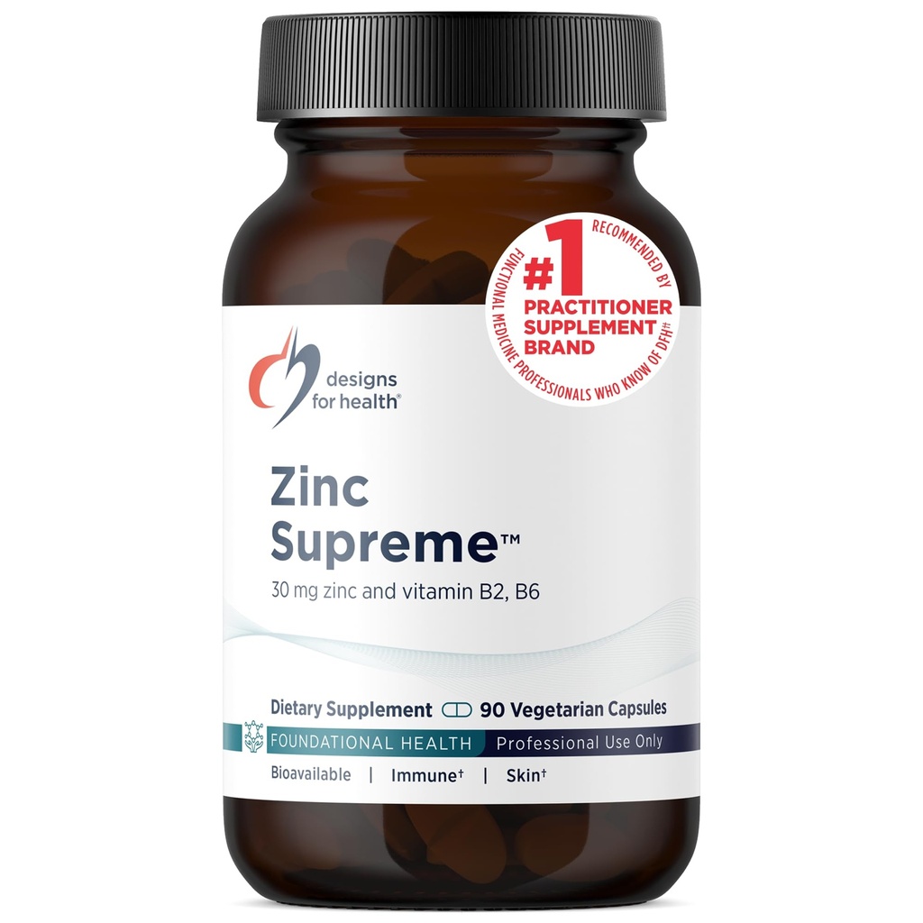 Designs for Helse Sink Supreme - 30mg Sink Bisglycinate Chelate Supplement med kofabrikker Taurin, Vitamin B6, B2 + Molybden - Immunstøtte Supplement - Vegan + Ikke-GMO (90 Kapsler)