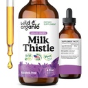 Wild & Organic Milk Thistle flytende dråper - Liver Cleanse Detox - Silymarin Melke Thistle Supplement for Liver Support - Legg til i te - Silybum Marianum Seed Extract Tinktur - Sukker & alkohol-fri - 4 oz