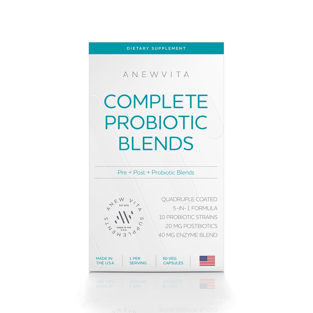 Komplett probiotiske blanding: 5-i-1 Digestive enzymer, sink, postbiotika, prebiotika og probiotika for kvinner og menn, Provitalisere for kvinner Digestive & Gut Health | 10 Strains 20 milliarder CFU, 60ct Softgels