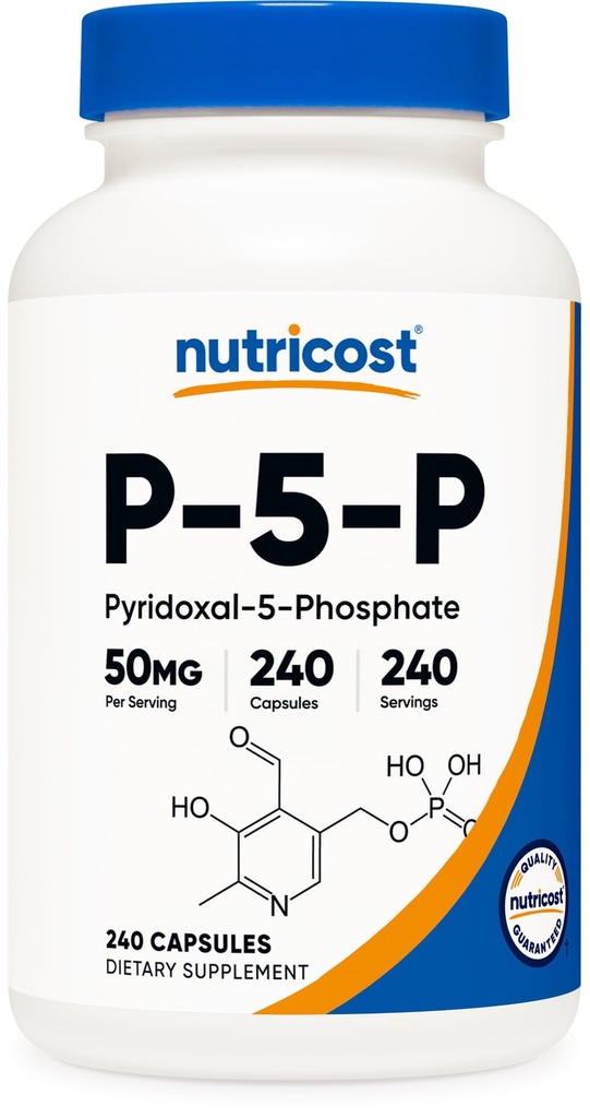 Nutricost P5P vitamin B6 Supplement 50 mg, 240 kapsler (Pyridoxal-5-fosfat) - Vegetarvennlig, ikke-GMO, Glutenfri