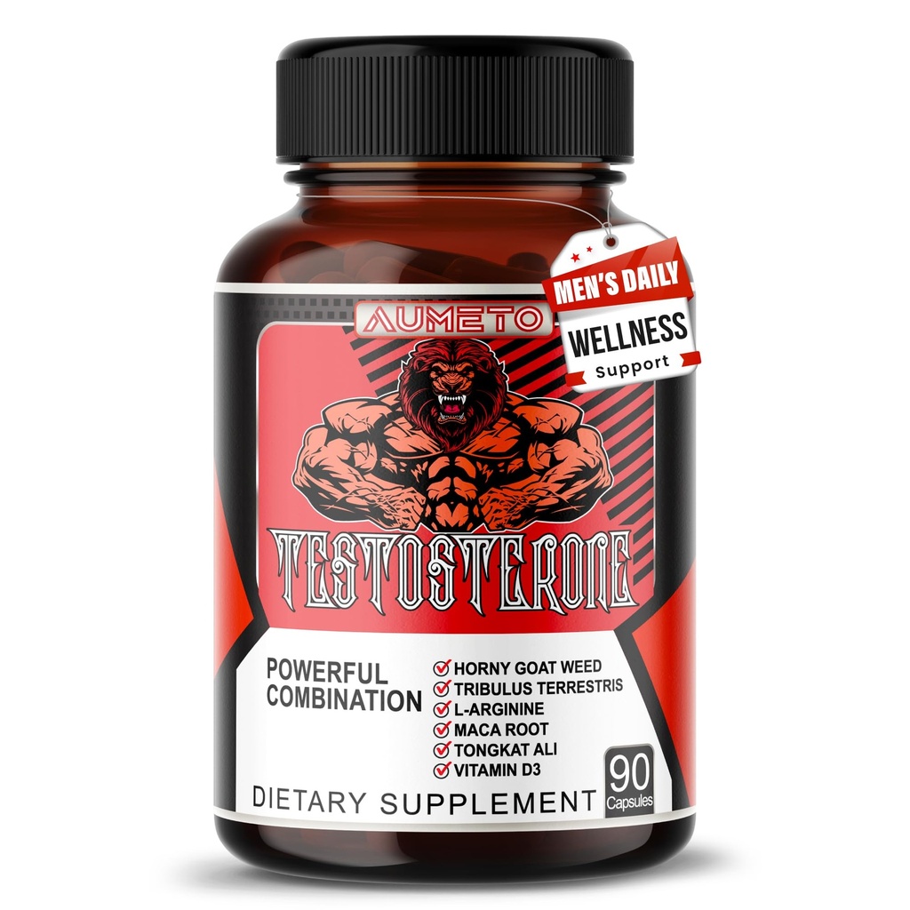 Vitalitet og velvære støtte for menn med tribulus, Tongkat Ali, Maca Root, L-Arginin og vitamin D3 – 90 kapsler