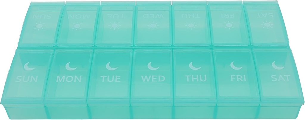 7 Day Weekly Pill AM PM Organizer, ShysTech Stor Pill Case Pill Box 2 tid om dagen for piller/medikasjon/Supplements/Vitamin (grønn)
