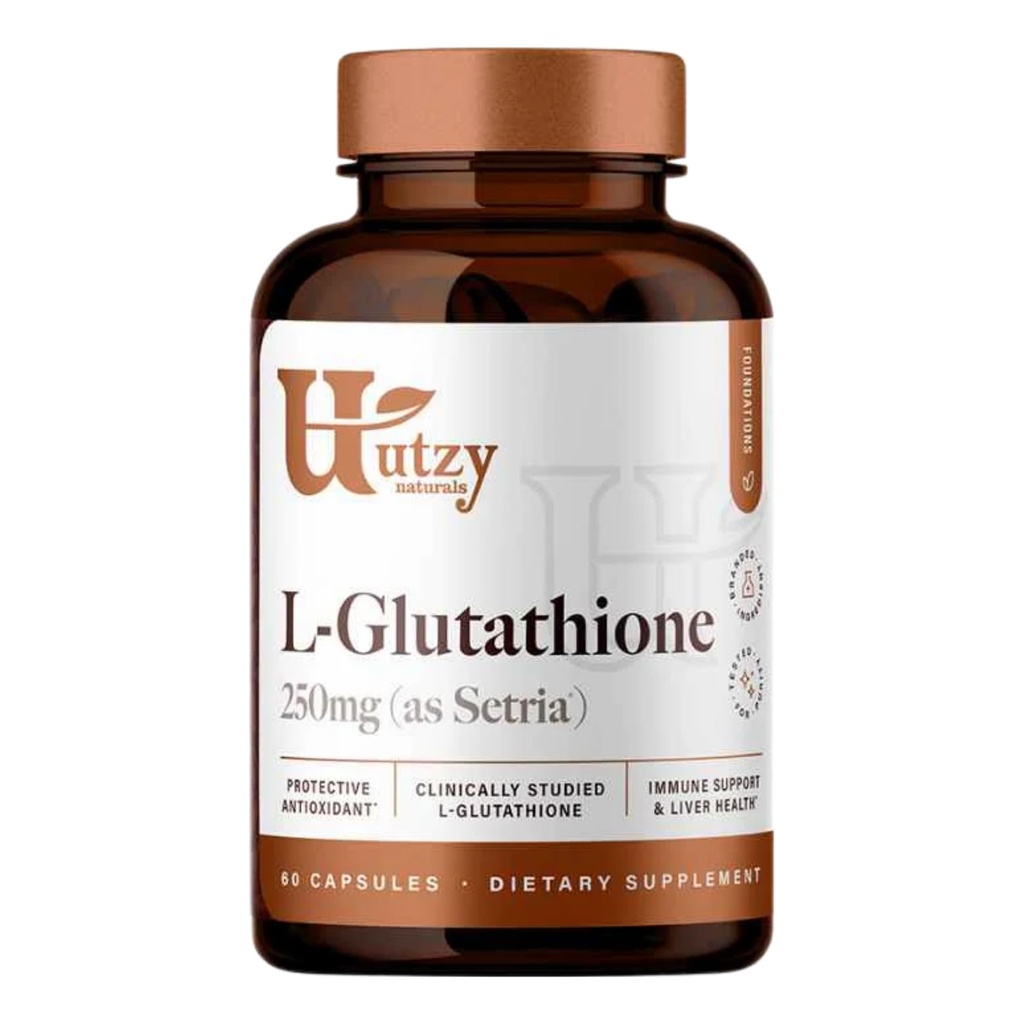 Utzy Naturals L-Glutathione | Immune Health & Antioksidant Support | Setria® 250 mg Redusert form glutation | høy absorpsjon | laget i USA | 60 kapsler