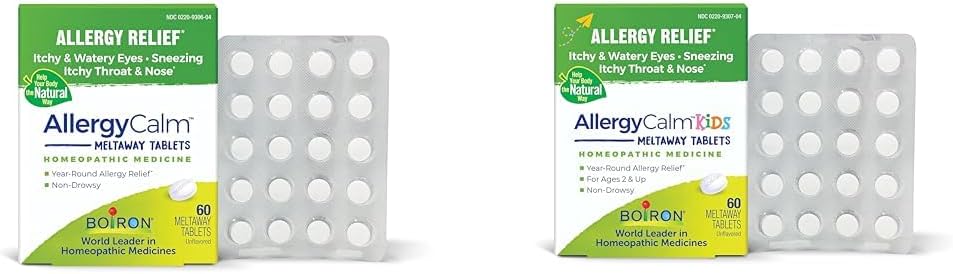 Boiron AllergyCalm Tabletter for allergi relief Bundle med voksen 60 greve og barn 60 greve