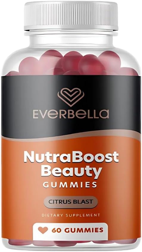 Nutraboost Beauty Gummies, Vegansk kollagen Booster, Biotin, Hudhår og negler, Vitamin A, E, C, Citrus Flavor, 30 dagers forsyning, sukker-fri