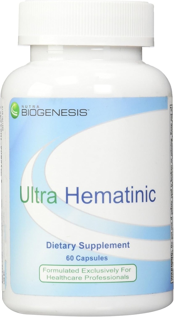 Nutra BioGenesis - ultra hematinisk - jern, B-vitaminer og kobber for jernabsorpsjon, RBC-støtte og energi - 60 Kapsler