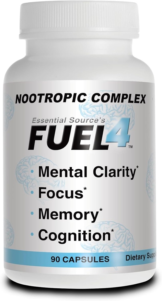 Bensin4 Nootropic Brain Support Supplement – Fokus og mental klarhet Kapsler med vitamin D3, Ginkgo Biloba, Cognivia, Alpha GPC, DMAE & Huperzine A – Ikke-GMO, laget i USA – 90 Veggie Capsules