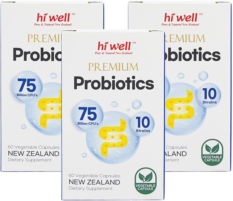 (Pack of 3) Hi Well Premium Probiotika 60Vegetarian Kapsler