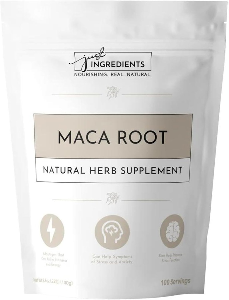 Bare INGREDIENTS Organic Maca Root Powder | 100 Serveringer | 100% organisk & vegansk Superfood | Støtter naturlig velvære og hormonell balanse | Ingen kunstige tilsetninger