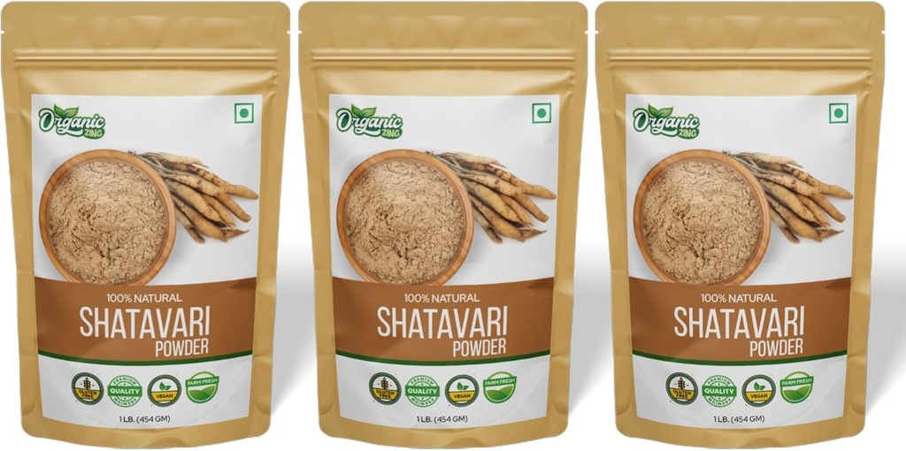 Organisk Shatavari pulver - 16 oz (pakke med 3)