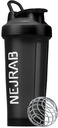 Protien Shaker Flaske med Wire Whisk Ball, Blenderflasker for Protien Mixes, Protein Shaker Cup, 28-Ounce, Protein Shaker Flaske, Protein Shake Flaske (Black), Medium, NJB 28-Oz