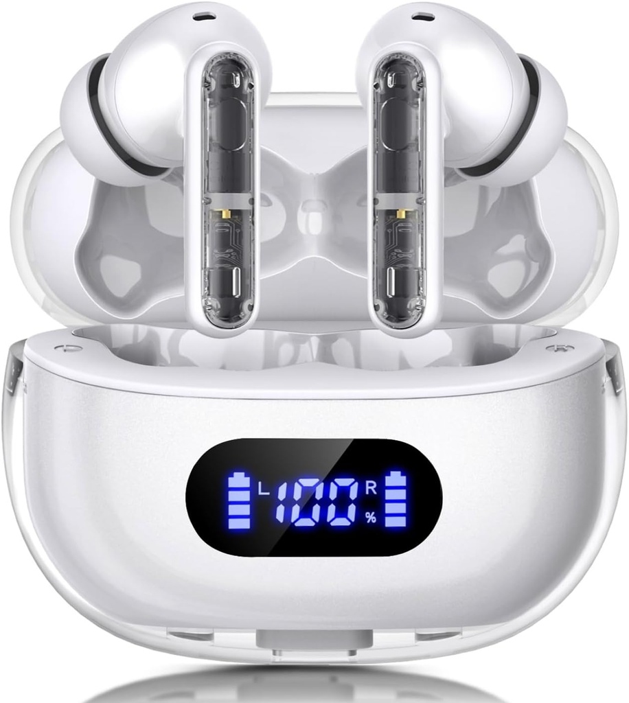Trådløse ørepropper P1 PRO, øretelefoner trådløs Bluetooth-hodetelefoner med klar ring mikrofon ørepropper, behagelig passform, IPX7 vanntett hodesett lang batterilevetid, 30H spilletid for sportsarbeid
