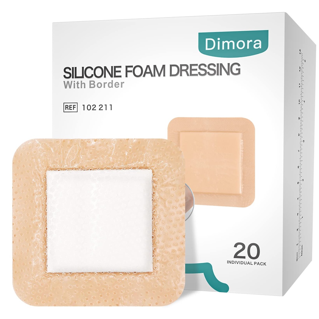Dimora silikonskum kjole med grense 20 pakke klesmerke 4"x - Vanntett sår kjole bandasje for sår omsorg