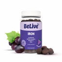 BeLive Iron Gummies - Multivitamin Supplement med vitamin C, A, B & Sink, støtter blod oksygen, Vegan jern kosttilskudd for kvinner, menn og barn for vekst og utvikling - Grape Flavor ® 1-Pack