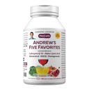 ANDREW LESSMAN Andrews fem favoritter 120 kapsler - gir 200 mg Hver av Coenzym Q-10, Resveratrol, EGCG, Pomegranat og Alpha Lipoic Acid, Kraftig Anti-Oksydant støtte, Ingen additiver