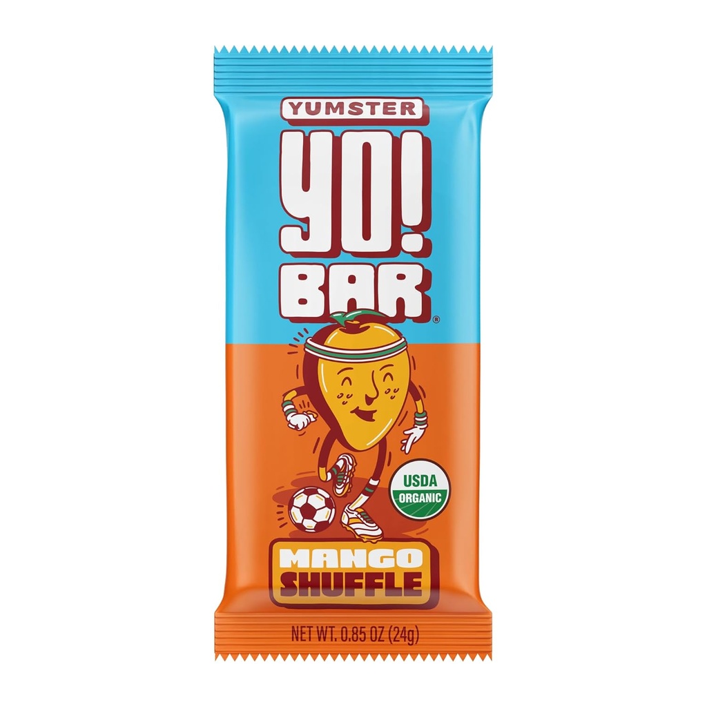 Yo! Bar by Bearded Brothers Vegansk Organic Kids Bar, Mango (25 Barer) - Glutenfri, Paleo og Hel 30 | Soya Gratis, Ikke-GMO, Lav glykemisk, Ingen sukker tilsatt, Fiber + Hele matvarer