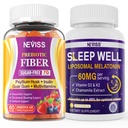NEVISS Prebiotic Fiber 7G Gummies for voksne + Melatonin 60 mg for voksne Bundle
