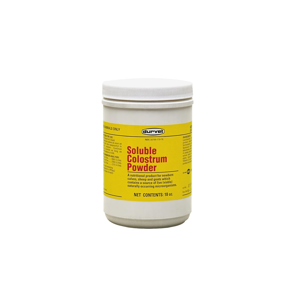 Durvet løselig kolostrum pulver, 18 Ounce Container