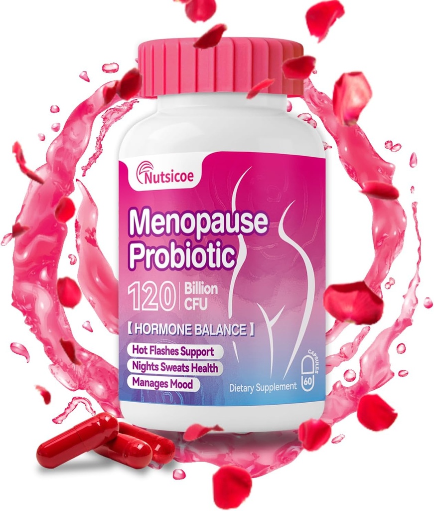 Kvinners Menopause Supplement - 120 milliarder CFU Kvinners probiotika for pH Balance - All-Naturlig Probiotika for Hot Flashes, Natt Svette, Mood Swings & Hormone Balance - 60 Kapsler
