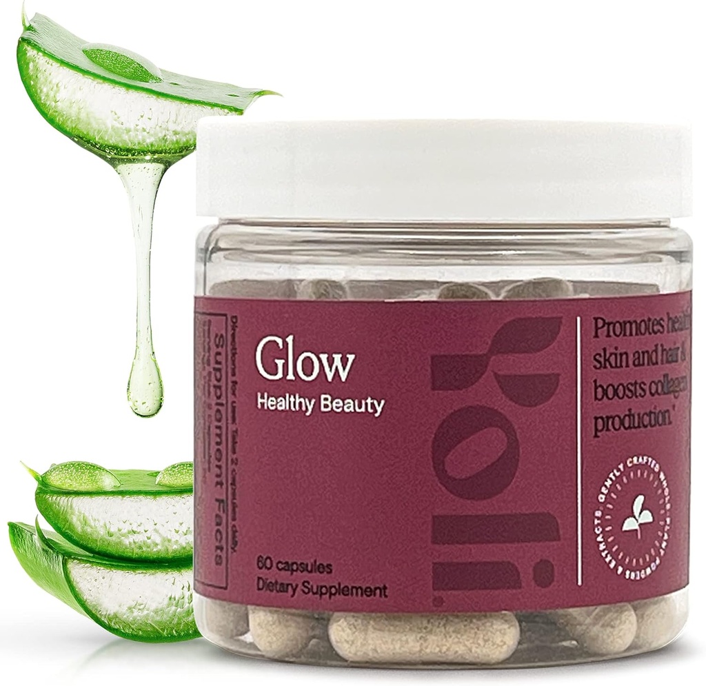Yoli® Glow Biotin & Collagen Kosttilskudd – Håret, huden og neglene Formula – Daglig flervitamin for kvinner med essensielle vitaminer og mineraler – 60 kapsler