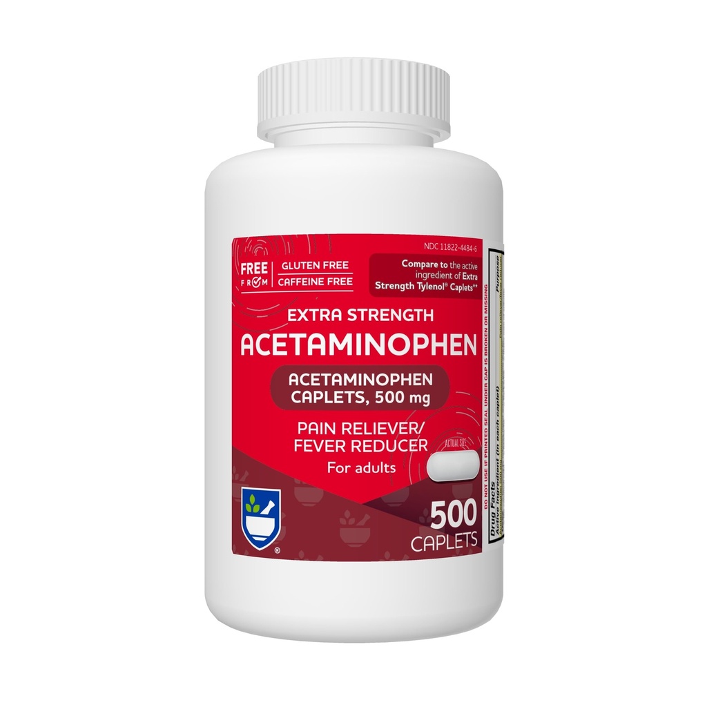 Rite Aid Extra Styrke Acetaminophen, 500 mg - 500 Caplets | Smerte Reliever & Fever Reduserer for megrainer, leddsmerter, muskler eller ryggsmerter, og menstruell smerte