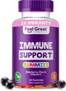 Føle god immunitet støtte Gummies med Elderberry, sink og vitamin C ® Sambucus Nigra Supplement ® 60 Gummies