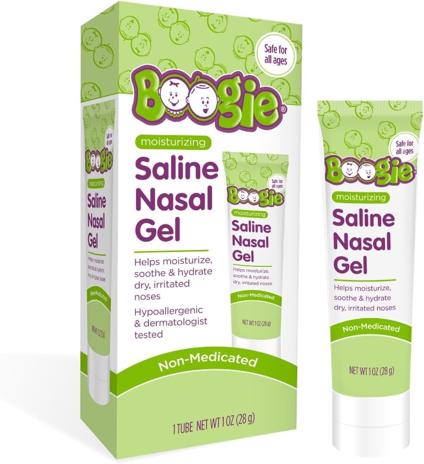 Boogie Saline Nasal Gel, laget med aloe og isotonisk saltvannssalt, sotter og Hydrates Tørr eller irritert noser, ikke-sentrert, pakke med 1
