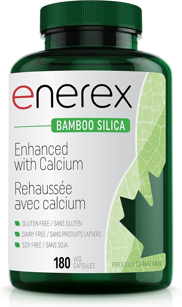 Bamboo Silica med kalsiumcitrat - 180 Veggie Caps for Bein & tannhelse, Forbedret hår, hud og negler vekst - Plantebasert Supplement, Bamboo Extract & Organic Silica for velvære