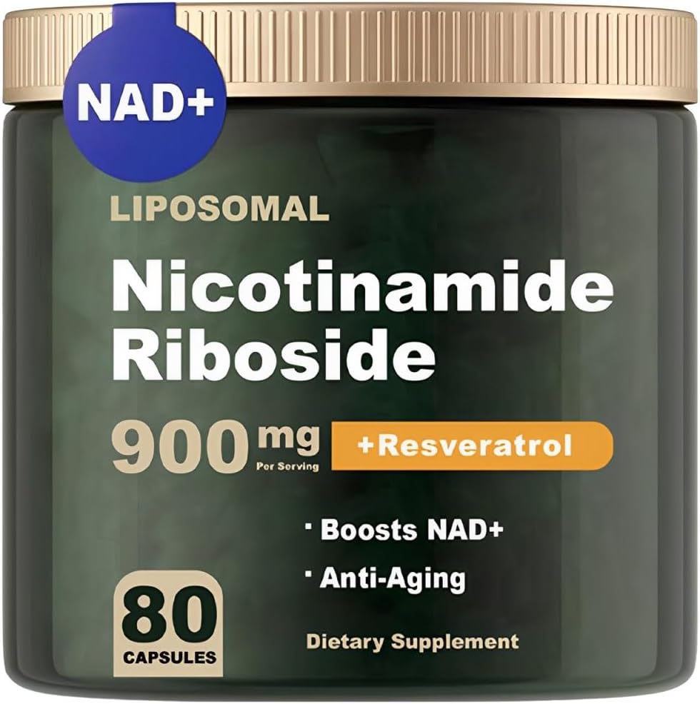 NAD Supplement - NAD Nicotinamid Riboside 900 mg, Resveratrol, Quercetin - NAD Supplement for anti-aldring, energi, fokus - 80 kapsler