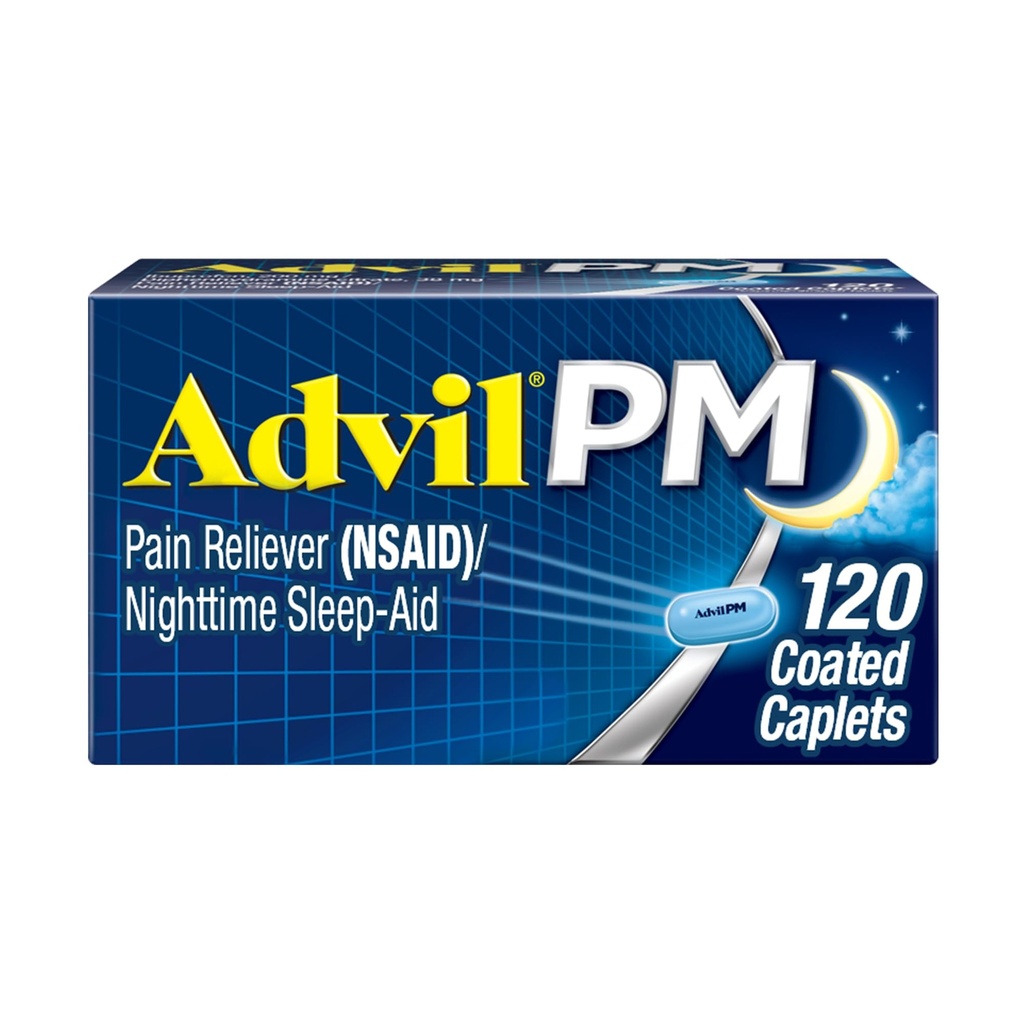 Advil PM smertefri og natt søvnhjelp, smerte medisin med ibuprofen for smertelindring og difenhydramin citrate for en søvnhjelp - 120 belagte kapell