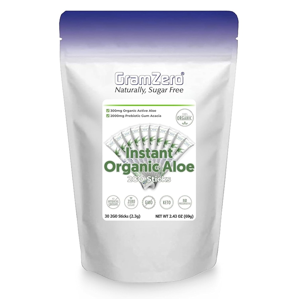 GramZero 2GO Sticks - Organic Aloe: Unflavored, Flott for ernæringsklubb lastet te