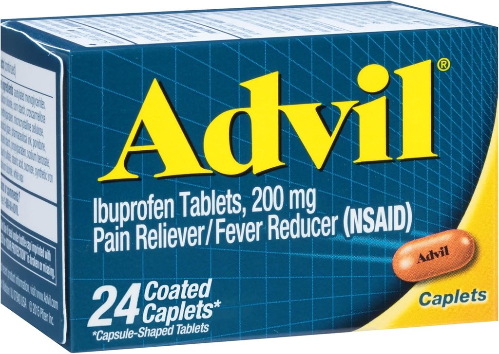 Advil Ibuprofen Coated Caplets smertefri og feber Reduser 200 Milligram 24Ct