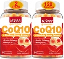 NEVISS Sukker Gratis CoQ10 Fyllt Gummies med vitamin B12 1000mcg, Rhodiola Rosea og Panax Ginseng Extract, vitamin B6, Coenzym Q10 Supplement, 2 pakke
