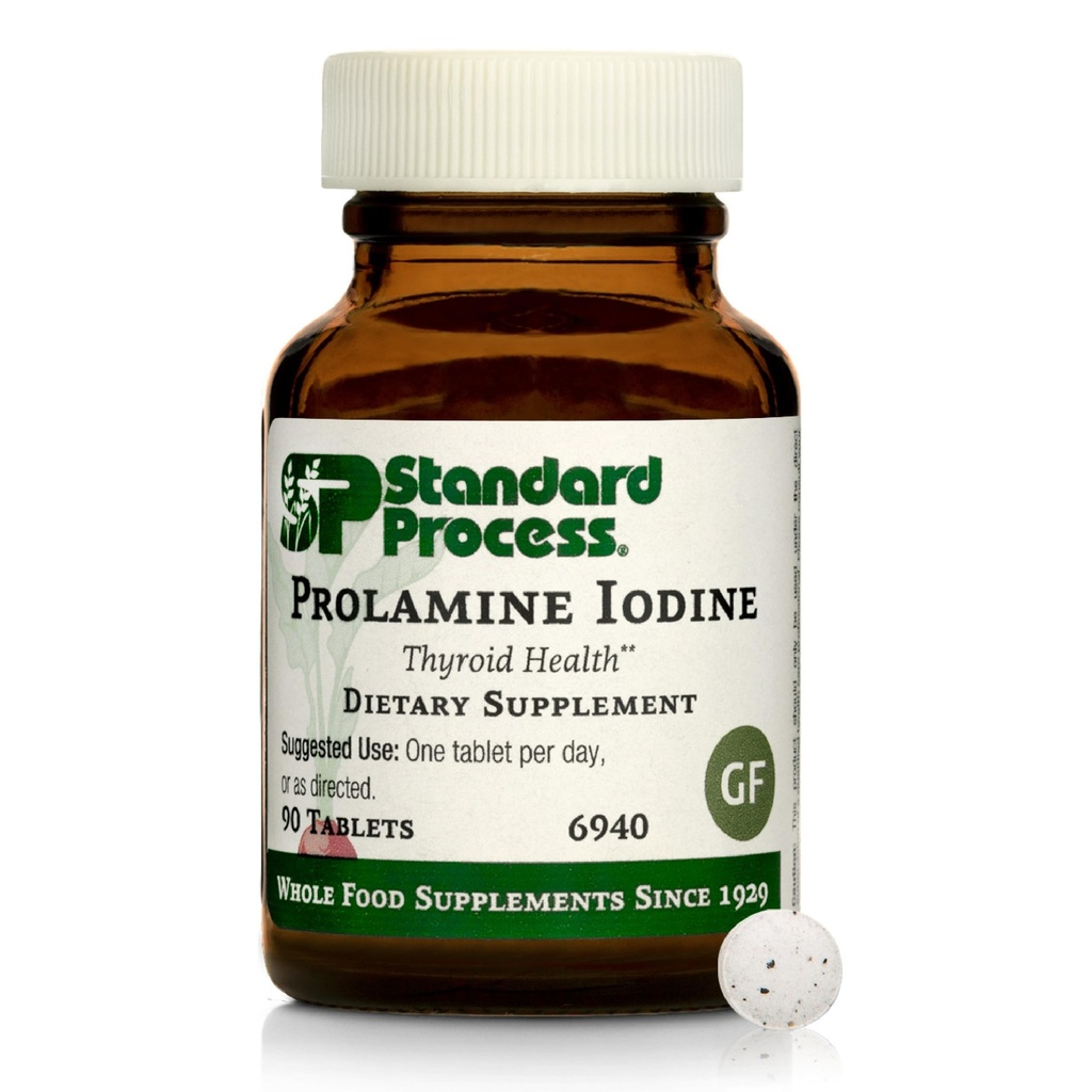 Standard prosess prolamin jodin - Thyroid Helse Supplement - Essential Endokrine Støtte med jodin - Glutenfri, Ikke-Dærlig, & Ikke-Soy - 90 tabletter (90 serveringer)