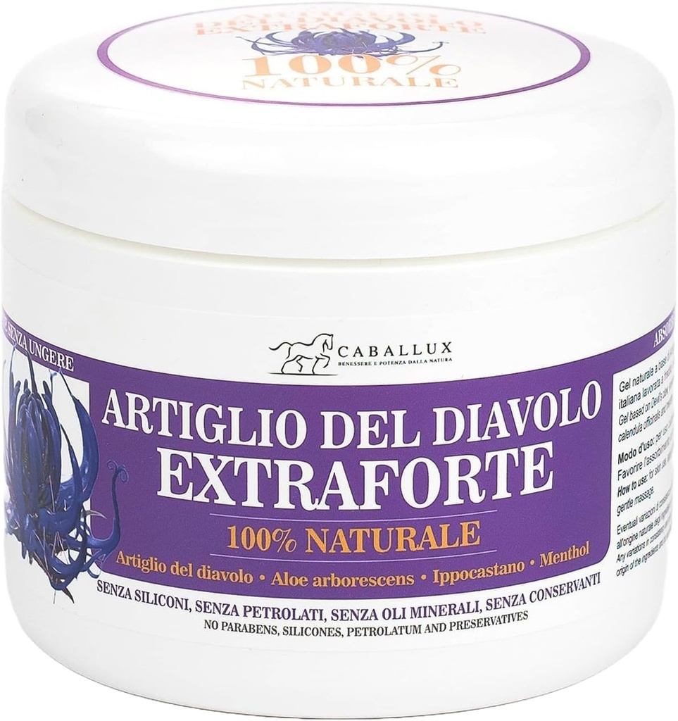 Devil's Claw Strong Gel 100% naturlig - Beriket med italienske Aloe Arborescens, hest kastanje, Menthol for muskler og ledd - 17 Oz