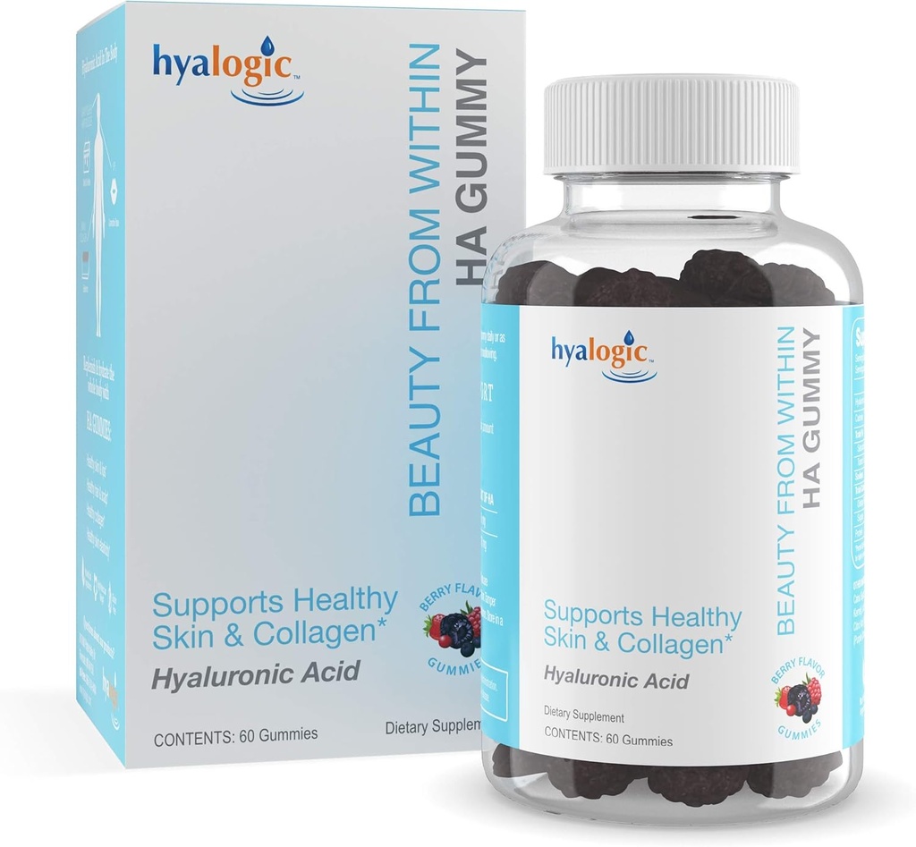 Hyalogisk skjønnhet fra Innenfor hyaluronsyre Gummies – Ideell for hudpleie og hårvekst - Delicious Berry-Flavored Gummy vitaminer – Vegan & Glutenfri (60 Gummies)