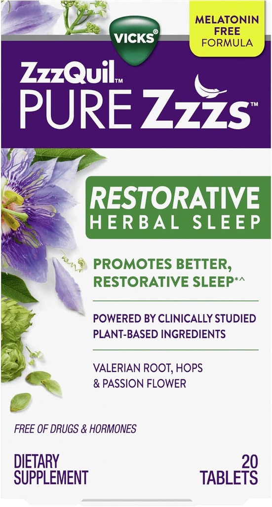 Vikker, ZzzQuil ren Zzzs Restorative Herbal søvnhjelp tabletter, 20 greve