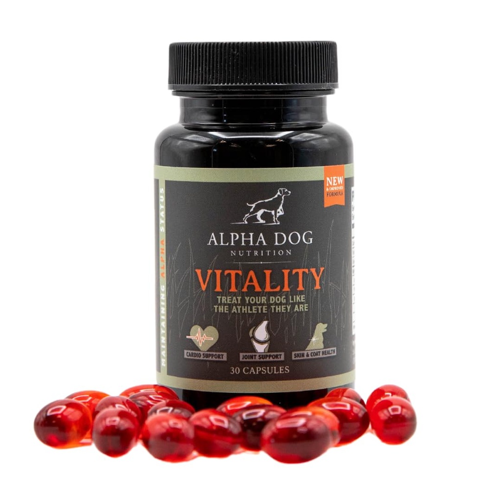 Krill Olje for hunder - Vitalitet ved Alpha Dog Nutrition - Reduserer hundeallergier, kløe og shedding - fremmer sunn hud og Coat