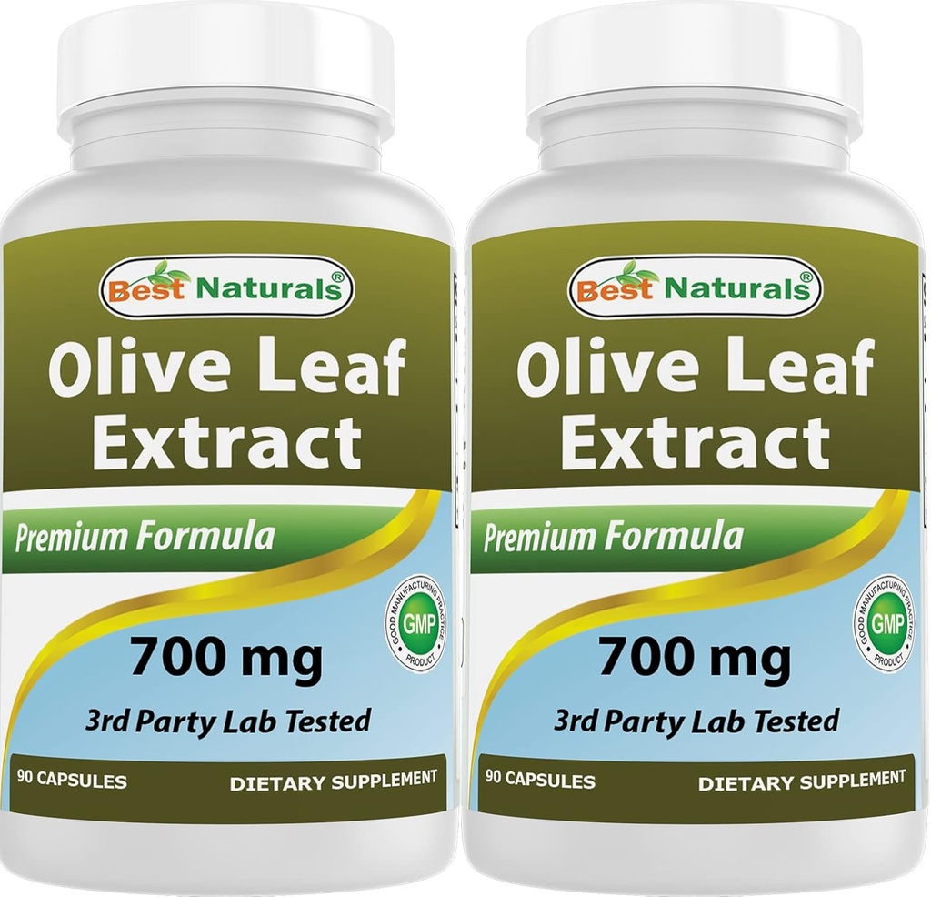 Beste Naturals 2 Pack Olive Leaf Ekstrakt 700 mg 90 kapsler (Totalt 180 kapsler)