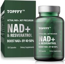 NAD+ Supplement, NAD+&Resveratrol Supplement for Max Absorpsjon for støtte Cellular Energy, Aging Defense, 120 Softgels