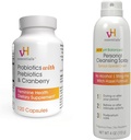 vH essensielt Probiotika med prebiotika og Cranberry Feminine Helse Supplement - 120 Kapsler og personlig rengjøring Spray Bundle