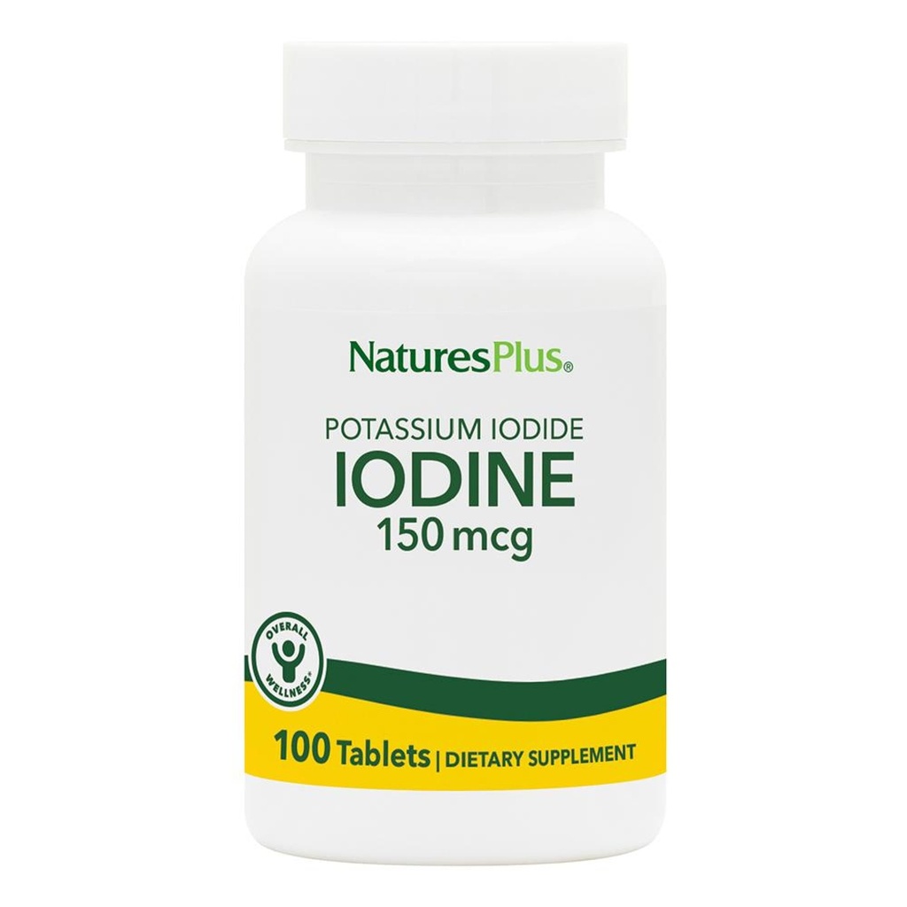 NaturesPlus Kalium jodide - 150 mcg, 100 vegan tabletter - Thyroid støtte Supplement, støtter pustende helse - vegetarisk, glutenfri - 100 serveringer