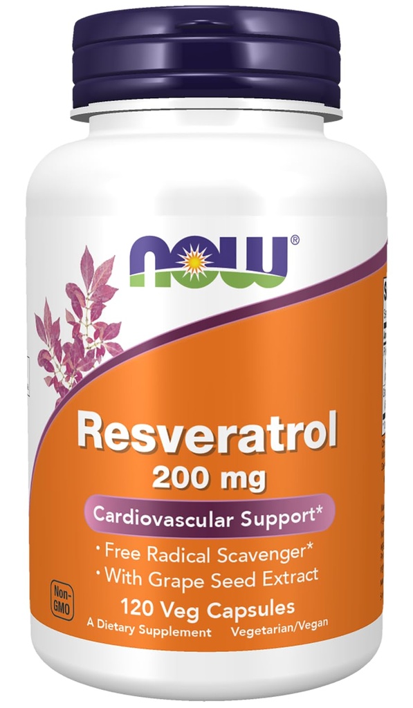 NU Kosttilskudd, naturlig Resveratrol 200 mg med rødvin ekstrakt, 120 Veg Capsules