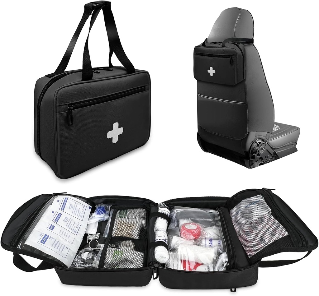Førstehjelpspose Tom, Kompakt og bærbare medisinske forsyninger Organizer med flere sammenligninger, Emergency Trauma Bag for reise, Camping, Vandring, Bil, Reise og hjemmebruk, Svart (Bag Only)